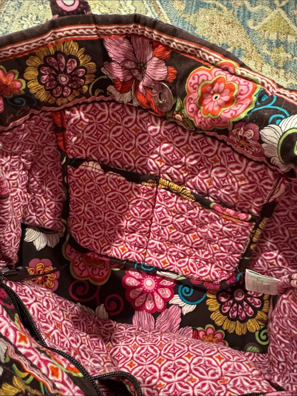 Authentic Vera Bradley Mod Pink Floral Tote - Picture 2 of 5